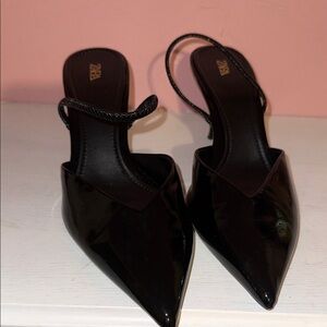 Zara Women's Glossy Black Heels